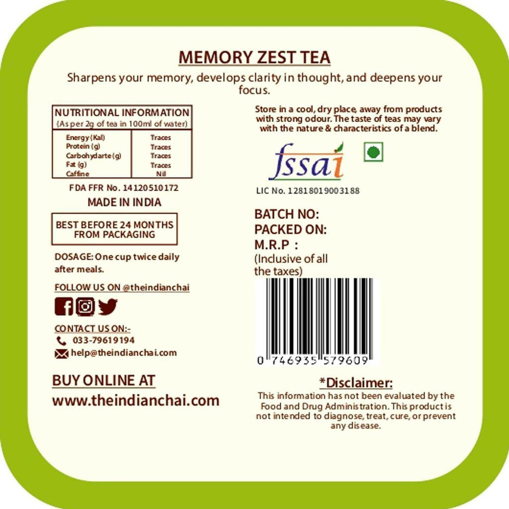 The Indian Chai - Memory Zest Tea | Grocsy