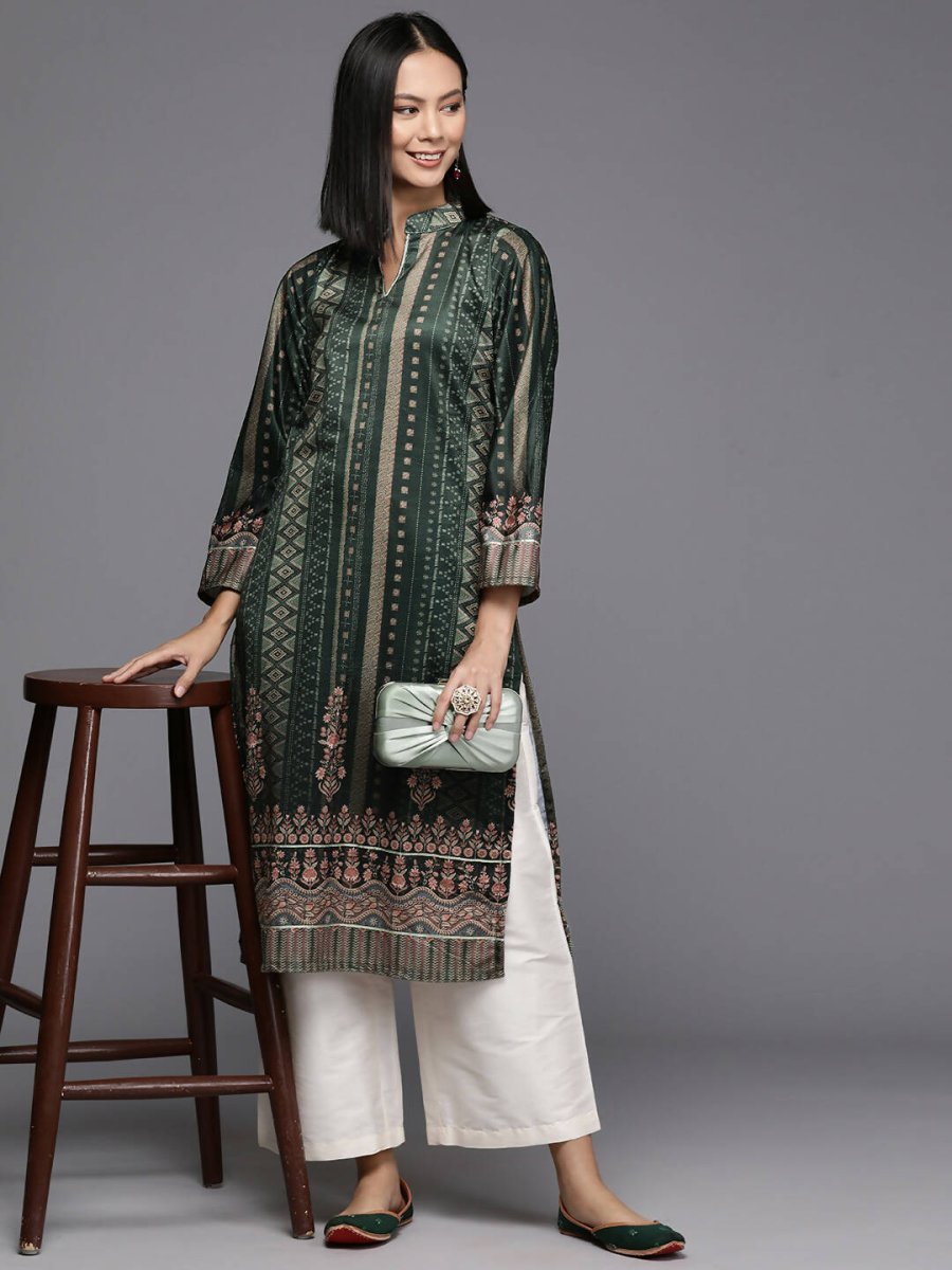 Ahalyaa Women's Traditional wear Kurta - Dark Green | Grocsy