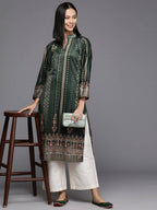 Ahalyaa Women's Traditional wear Kurta - Dark Green | Grocsy