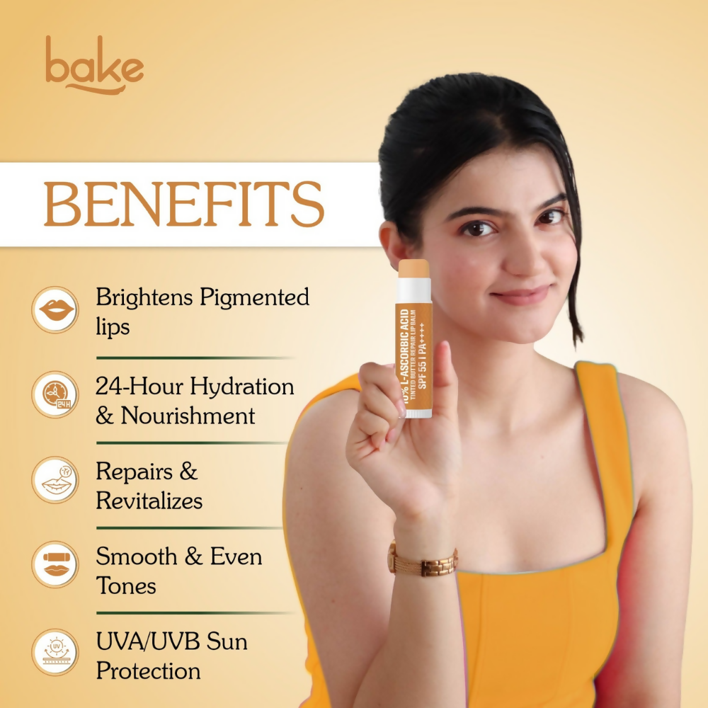 Bake 10% L-Ascorbic Acid Tinted Butter Brightening Lip Balm SPF 55 PA++++ | Grocsy