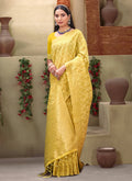 Yellow Cotton Zari Woven Design Saree with Unstitched Blouse Piece - Aachal | Grocsy