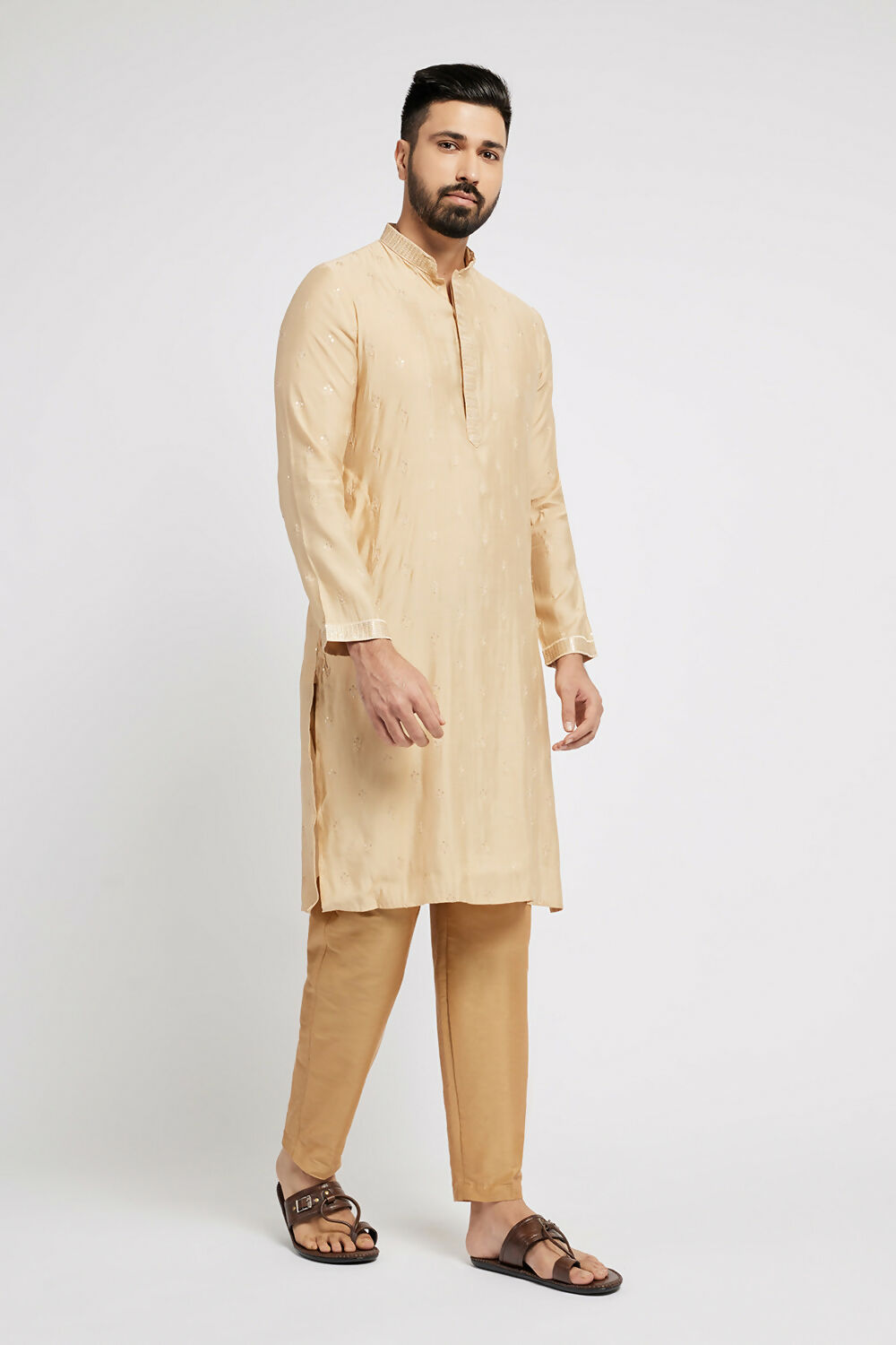 Ethnic India Beige Men's Kurta Ethnic Motifs | Grocsy