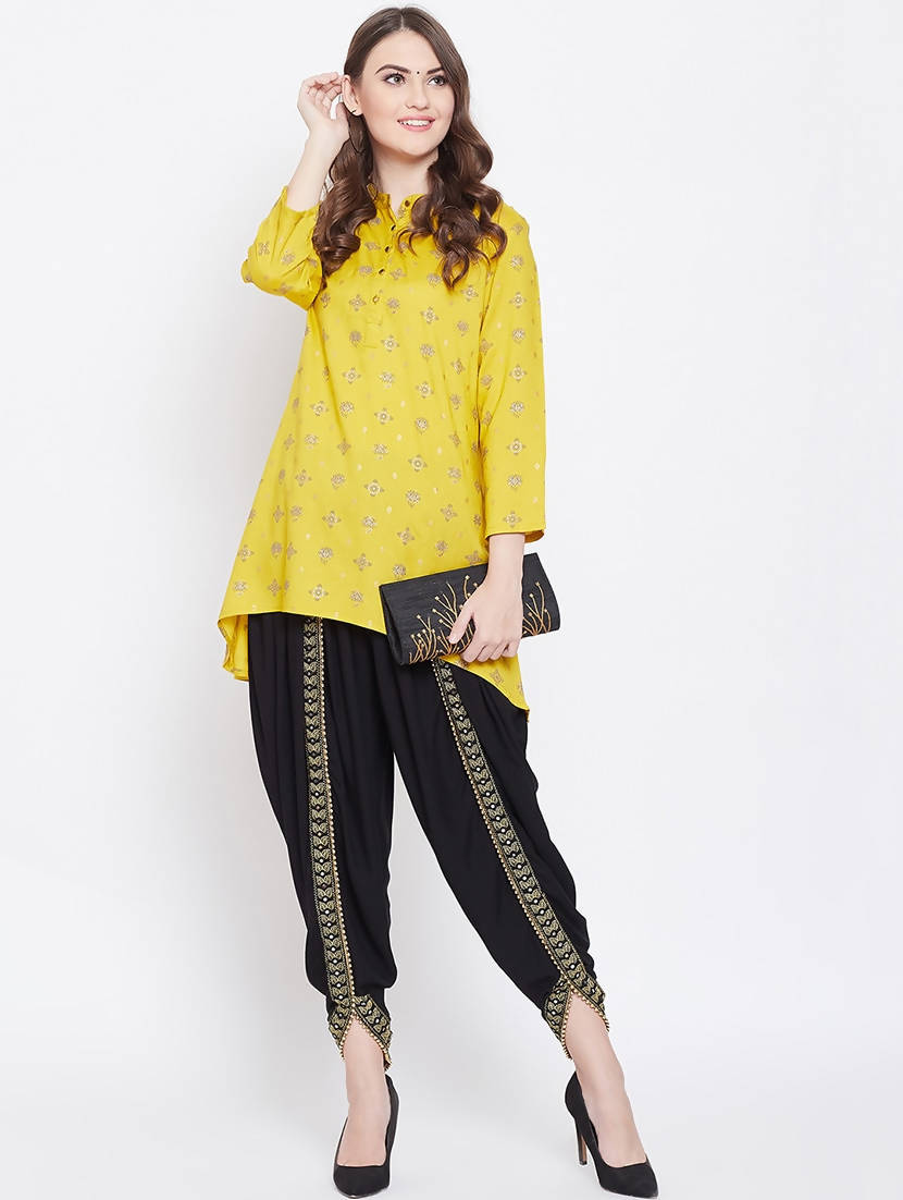 Indian Clothing Cheera Women’s Black Dhoti With Golden Lace | Grocsy