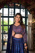 Women's Wedding Traditional Blue Dull Satin Lehenga Choli - Kaushlya | Grocsy