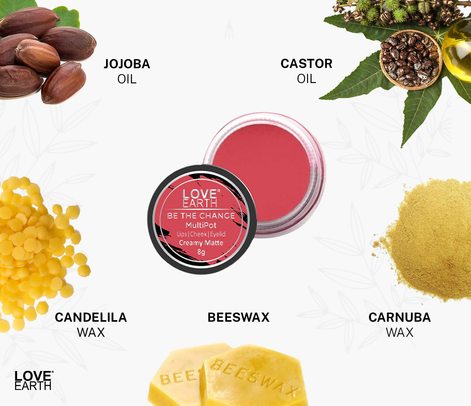Love Earth Lip Tint & Cheek Tint Multipot Combo (Rose Pink & Caramel Brown) | Grocsy