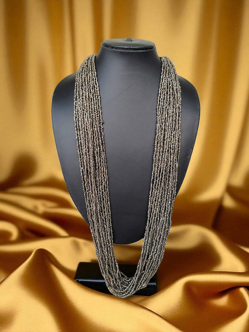 Inhanns Rangsaaz 20-Layer Luxe Long Beaded Only Necklace - Silver Only Necklace | Grocsy