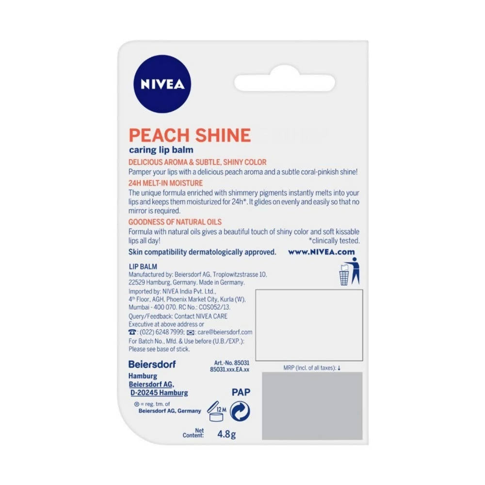 Nivea Lip Balm - Peach Shine | Grocsy
