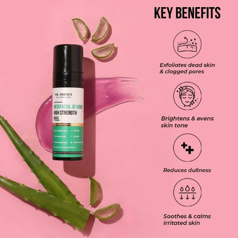 Dr. Sheth's Exfoliating Medifacial @ Home High Strength Peel AHA BHA Peeling Solution for Luminous, Even-Toned Skin | Grocsy