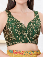 Joban Fashion Dark-Green Mulberry Silk Sleeveless Back Open Blouse | Grocsy