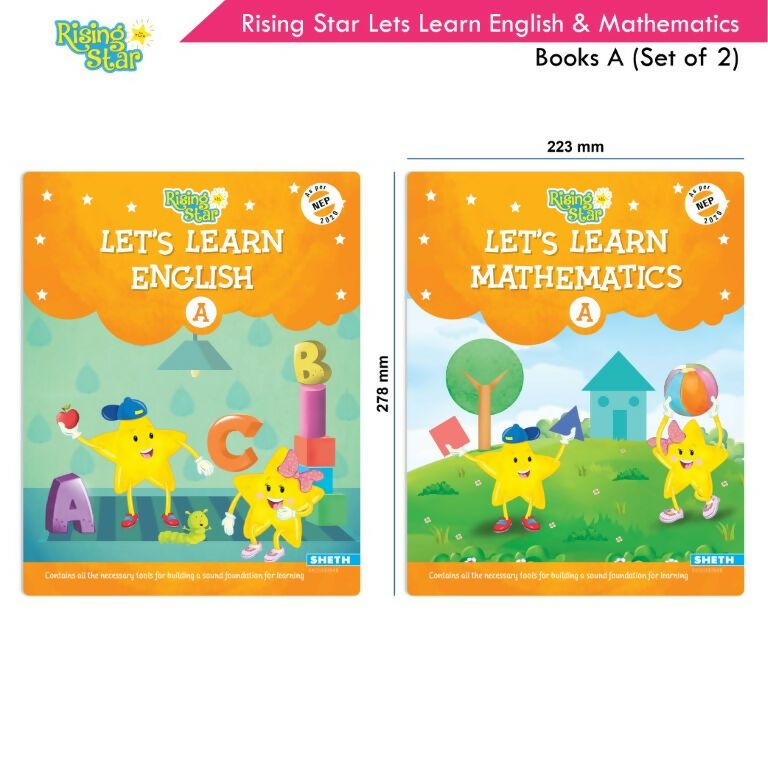 Rising Star Lets Learn English & Maths Activity Books Set A|Set of 2| Ages 3-7 Year| Number, Alphabets, Pattern Writing | Grocsy