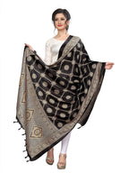 Vamika Latest Fashion Black Printed Khadi Bhagalpuri Dupatta | Grocsy