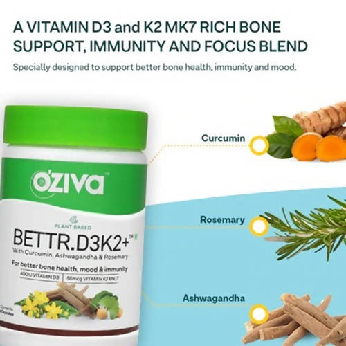 OZiva Plant Based Bettr.D3K2+ Capsules | Grocsy