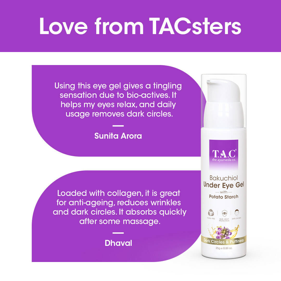 TAC - The Ayurveda Co. Bakuchiol Under Eye Gel with Potato Starch | Grocsy