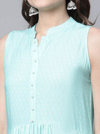 Ahalyaa Women's Sky Blue Rayon Printed Kurta Palazzo Set | Grocsy