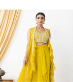 Joban Fashion Yellow Georgette Embroidery Sequence Work Readymade Kurta Set | Grocsy