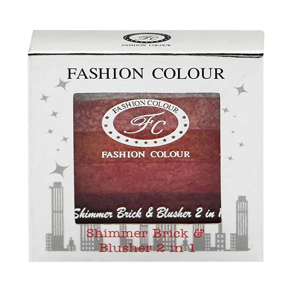 Fashion Colour Shimmer Brick & Blusher 2 in 1 Glow Bronzer Powder-Shade 02 (Medium To Dark) | Grocsy