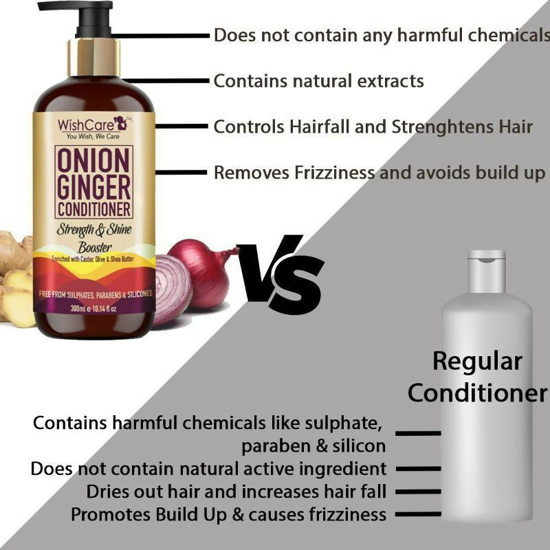 WishCare Onion Ginger Conditioner Strength & Shine Booster | Grocsy