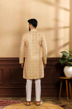 Mustard Art Silk Digital Printed, Embroidery Work Kurta Set - Mahotsav | Grocsy