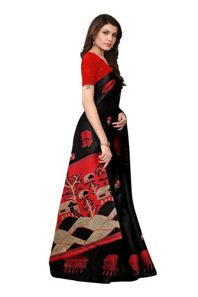 Vamika Latest Black Color Kalamkari With Jhalar Khadi Silk Saree | Grocsy