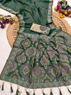 Vastranavya Morpeach Muga Cotton Meenakari & Azarakh Pallu Saree with Contrast Blouse | Grocsy