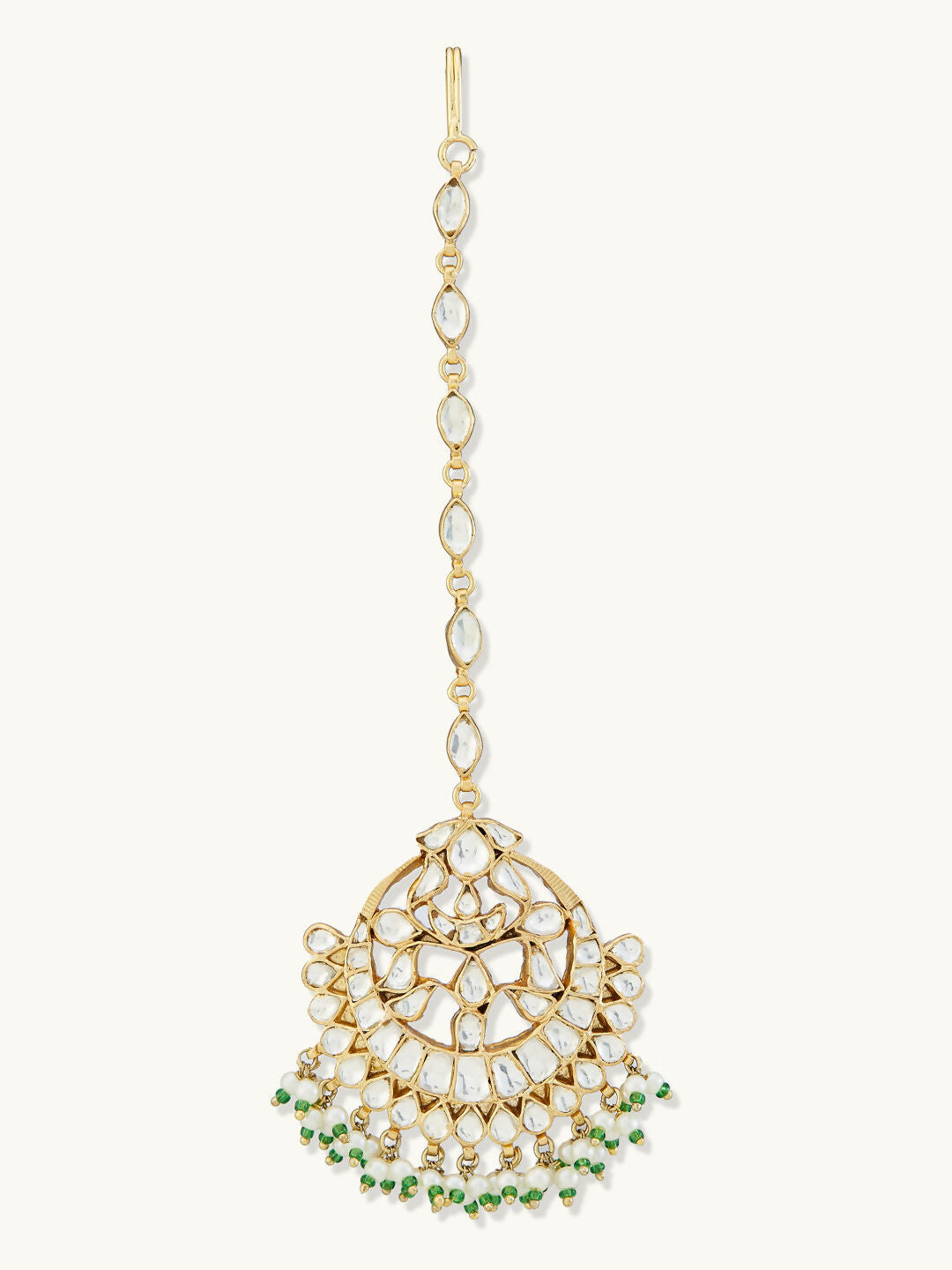 Nuyug 22K Gold-Plated Crystal & Pearl Studded Matha Patti | Grocsy