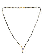 NVR Women's's Set of 2 Black Gold-Polished Beaded Mangalsutra With Ad Stone | Grocsy