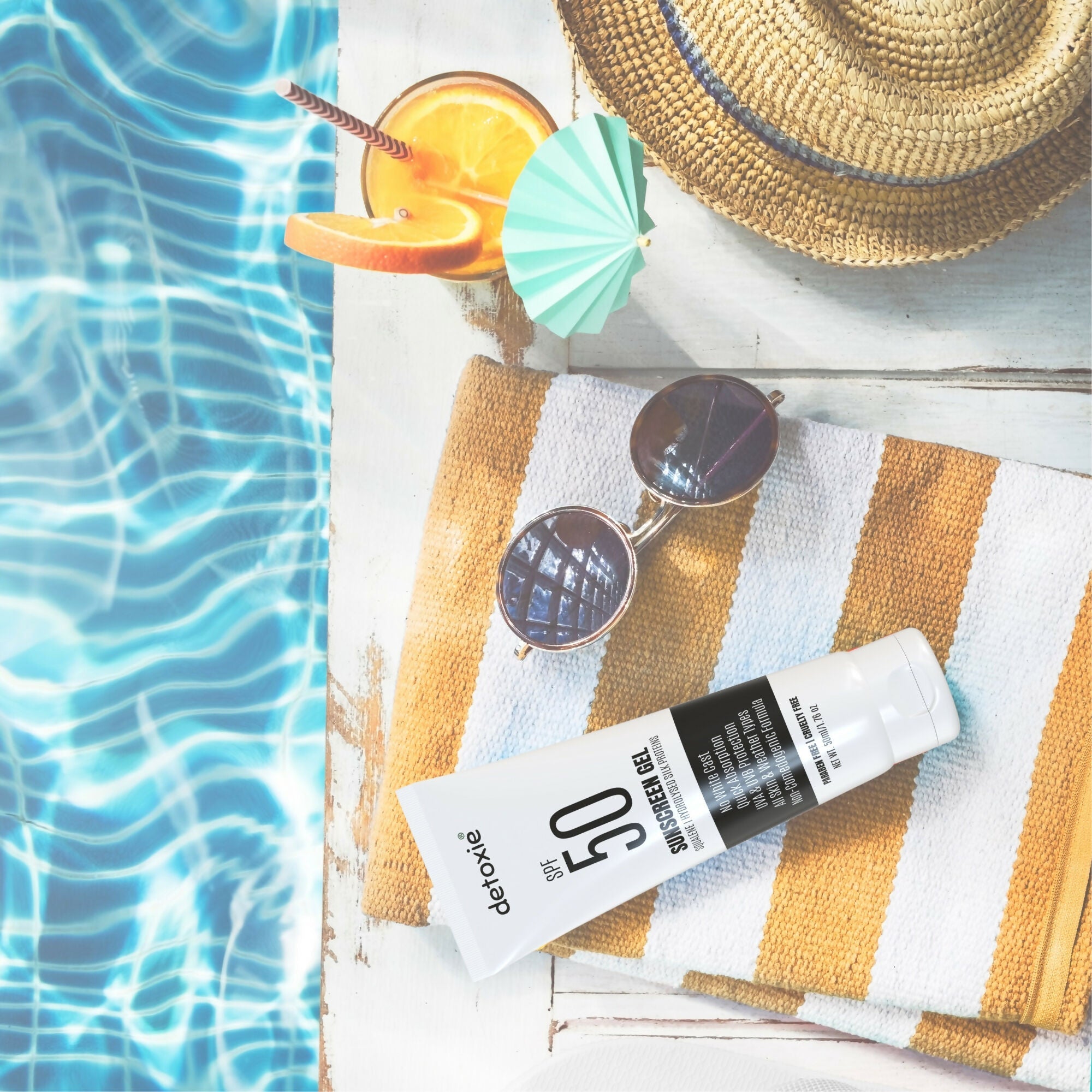 Detoxie Squalene & Silk Protiens SPF50 Sunscreen Gel For All Skin Types | Grocsy