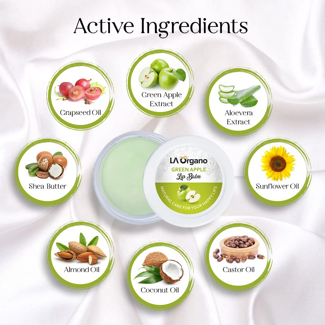 LA Organo Green Apple Lip Balm For Dry Chapped Lips | Grocsy