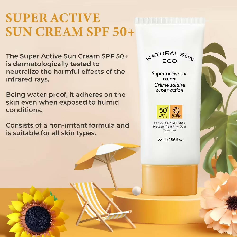The Face Shop Natural Sun Eco Super Active Sun Cream - Korean Skincare | Grocsy