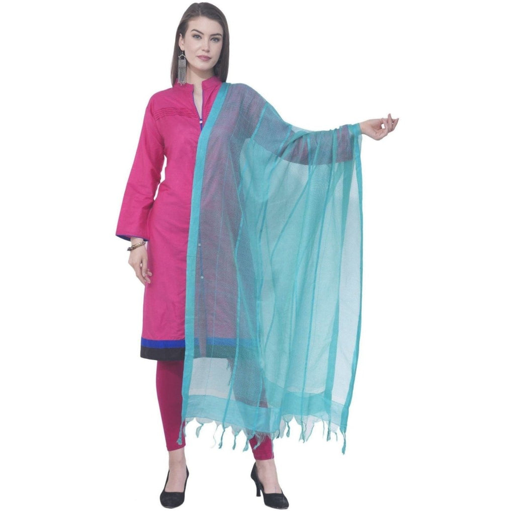 A R Silk Firozi Color Regular Dupatta Cota Cotton Dupattas and Chunnis | Grocsy
