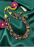 Joban Fashion Women Multi Imitation Multi Tourmaline Beads / Multicolor Quartz Beads Necklace In 3 Layers | Grocsy