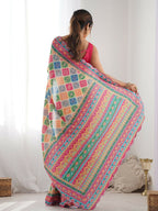 Designer Partywear Georgette Muiti Fancy Saree-Durga | Grocsy