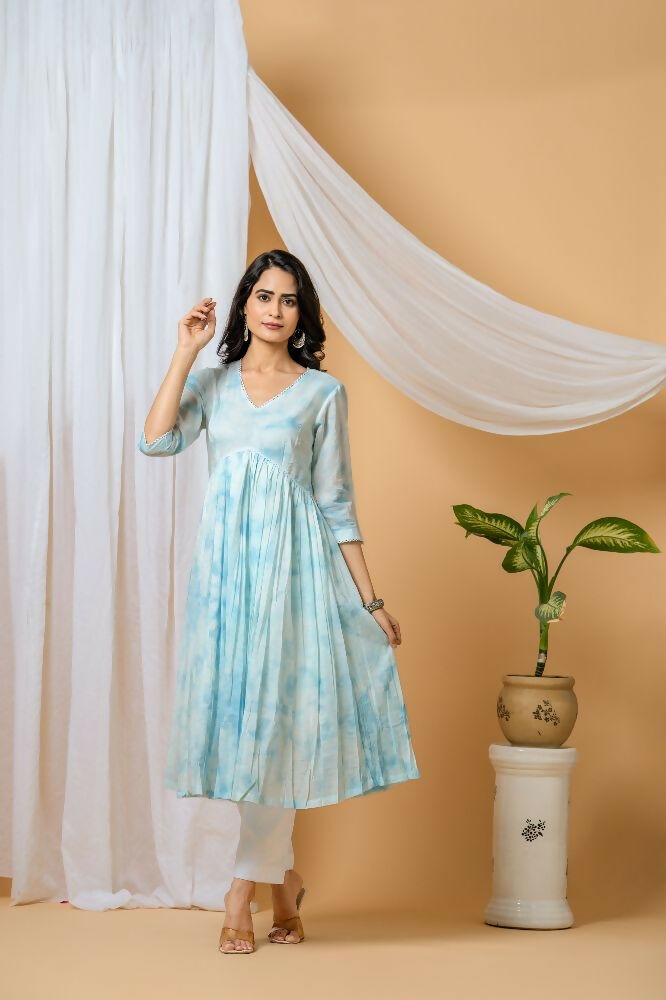 Joban Fashion Blue Tie & Dye Kurta Pant Set | Grocsy