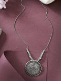 NVR Women's Silver-Toned Circular Shape Pendant with Chain | Grocsy