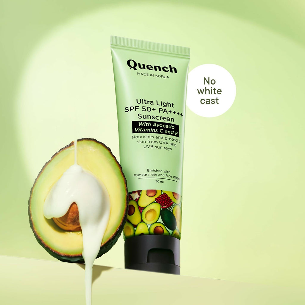 Quench Vitamin E Ultra Light SPF 50+ PA++++ Sunscreen for Glowing Skin - Korean Skincare | Grocsy