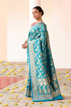 Joban Fashion Aqua Soft Pure Handloom Banarasi Silk Saree | Grocsy