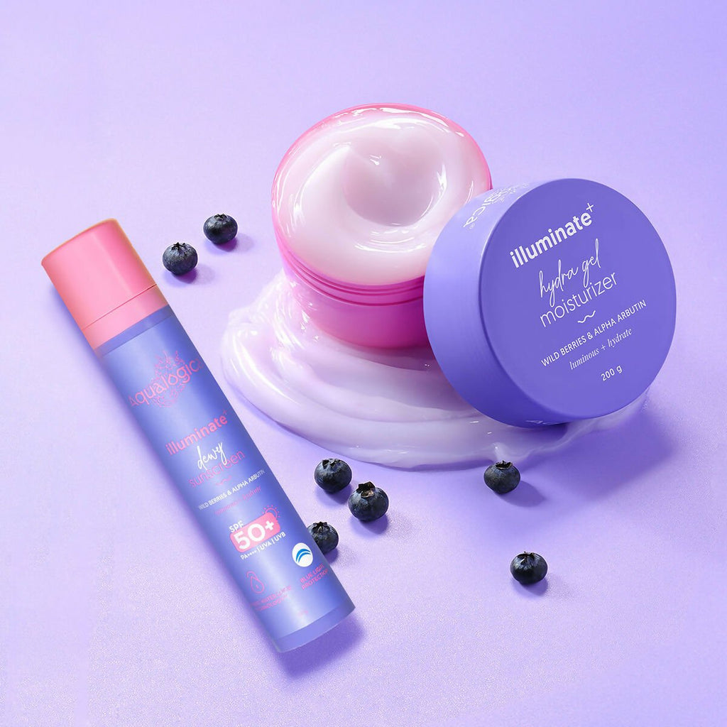 Aqualogica Skin Illuminate Duo With Illuminate Sunscreen And Hydra Gel Moisturizer | Grocsy