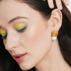 Yellow Pearl Studs- Ruby Raang | Grocsy