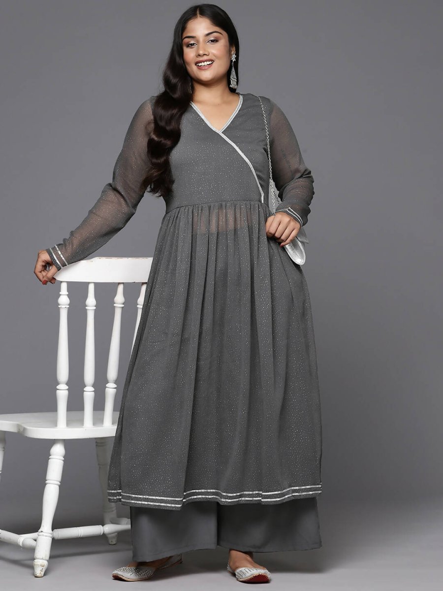 Ahalyaa Women's Traditional wear Kurta Set - Grey | Grocsy