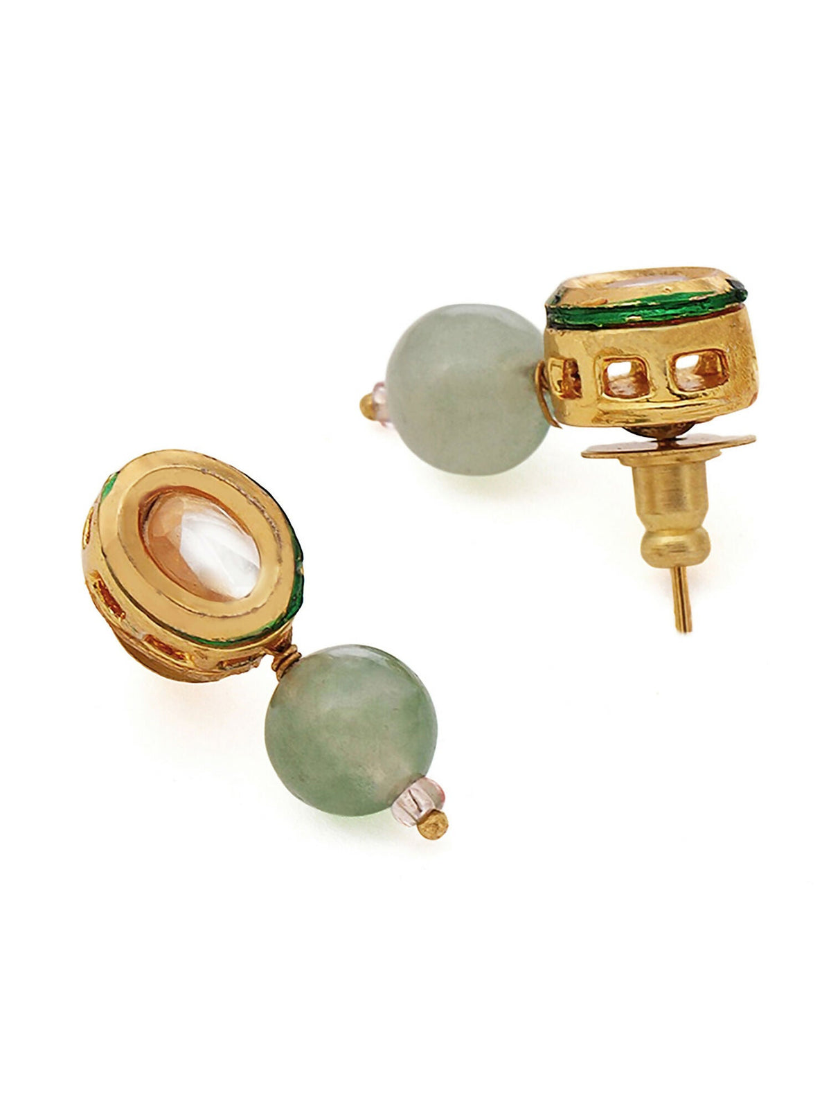 Ruby Raang Green Aventurine Kundan Studs | Grocsy