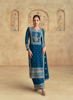 Anaita Teal Premium Chinon Embroidered Dhaga Sequence Work Ready Made Suit | Grocsy