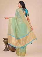 Shree Shyam Fashion Florance Green Organza Saree | Grocsy