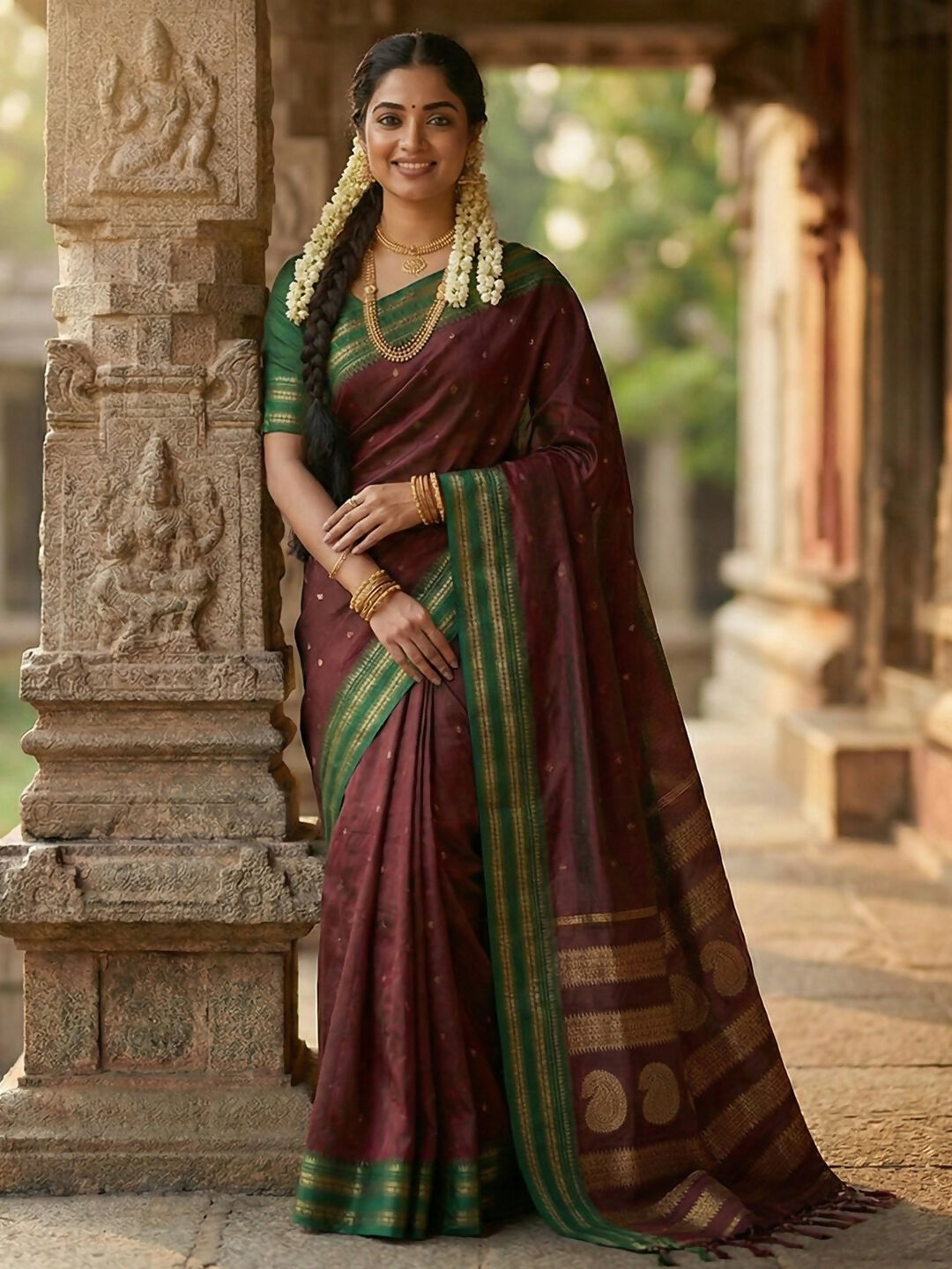 Shree Shyam Fashion Maroon Soft Silk Saree | Grocsy