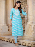 Yufta Women Floral Embroidered Regular Thread Work Kurta with Trousers & Dupatta | Grocsy