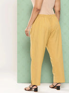 Yufta Women Plus Size Beige Cotton Ethnic Trousers | Grocsy