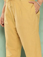 Yufta Women Plus Size Beige Cotton Ethnic Trousers | Grocsy