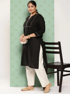 Yufta Women Plus Size Cream Pure Cotton Ethnic Trousers | Grocsy