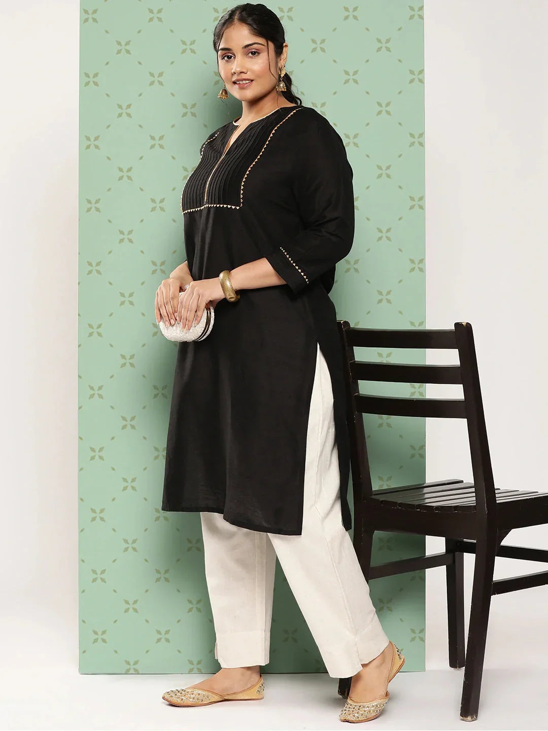 Yufta Women Plus Size Cream Pure Cotton Ethnic Trousers | Grocsy