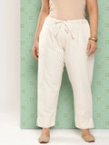 Yufta Women Plus Size Cream Pure Cotton Ethnic Trousers | Grocsy