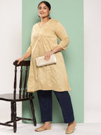 Yufta Women Plus Size Navy Blue Cotton Ethnic Trousers | Grocsy